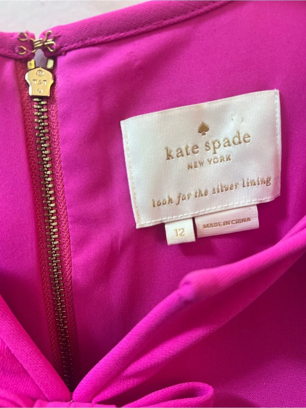 kate spade Bright Pink Bow-Front Dress with Gold Zip